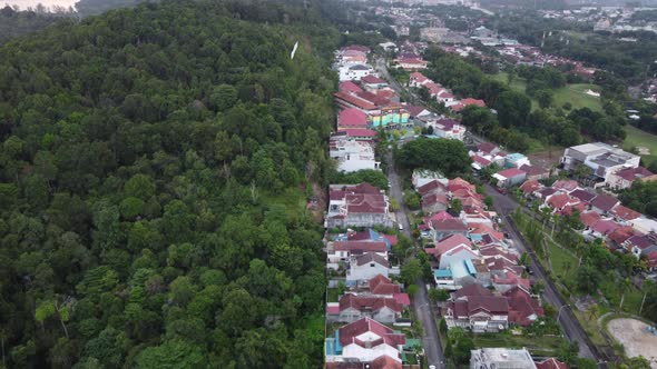 Aerial view forest and towns