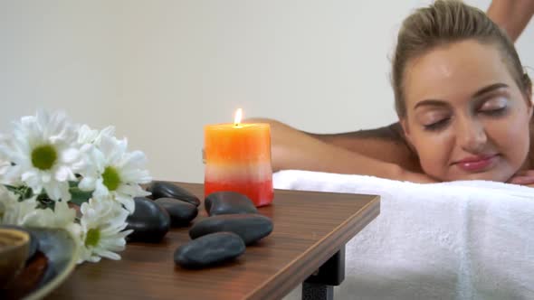Hot Stone Massage Treatment By Therapist in Spa