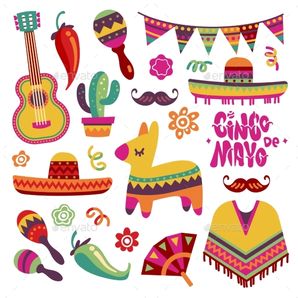 Mexican Fiesta Set Cinco De Mayo Party Elements