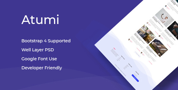 Atumi - Minimal Blog PSD Template