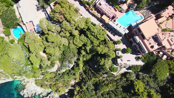 Amazing Aerial View of Capri Island Coastline in Summer Season Italy