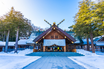  Shrine in Sapporo city in Snow winter season Japan