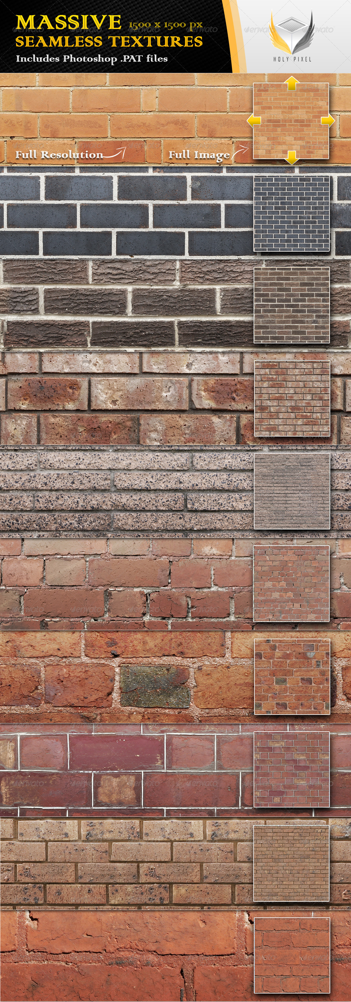 10 Seamless Clean Brick Textures