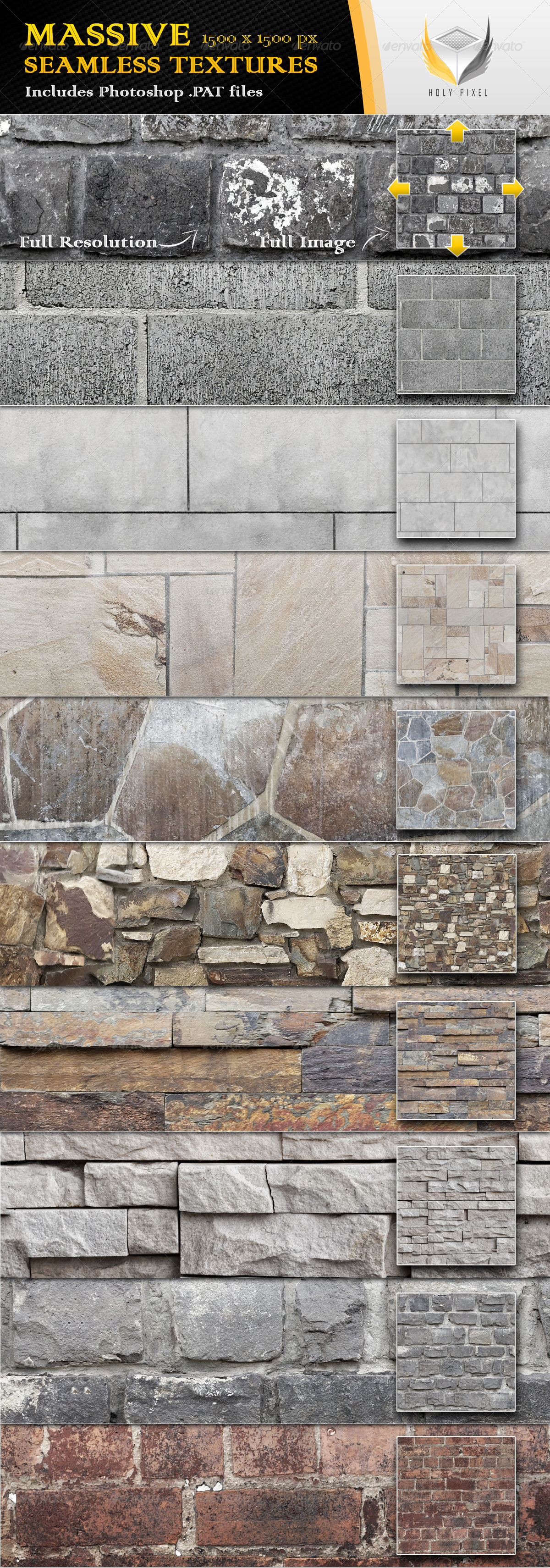 10 Seamless Stone Wall Textures