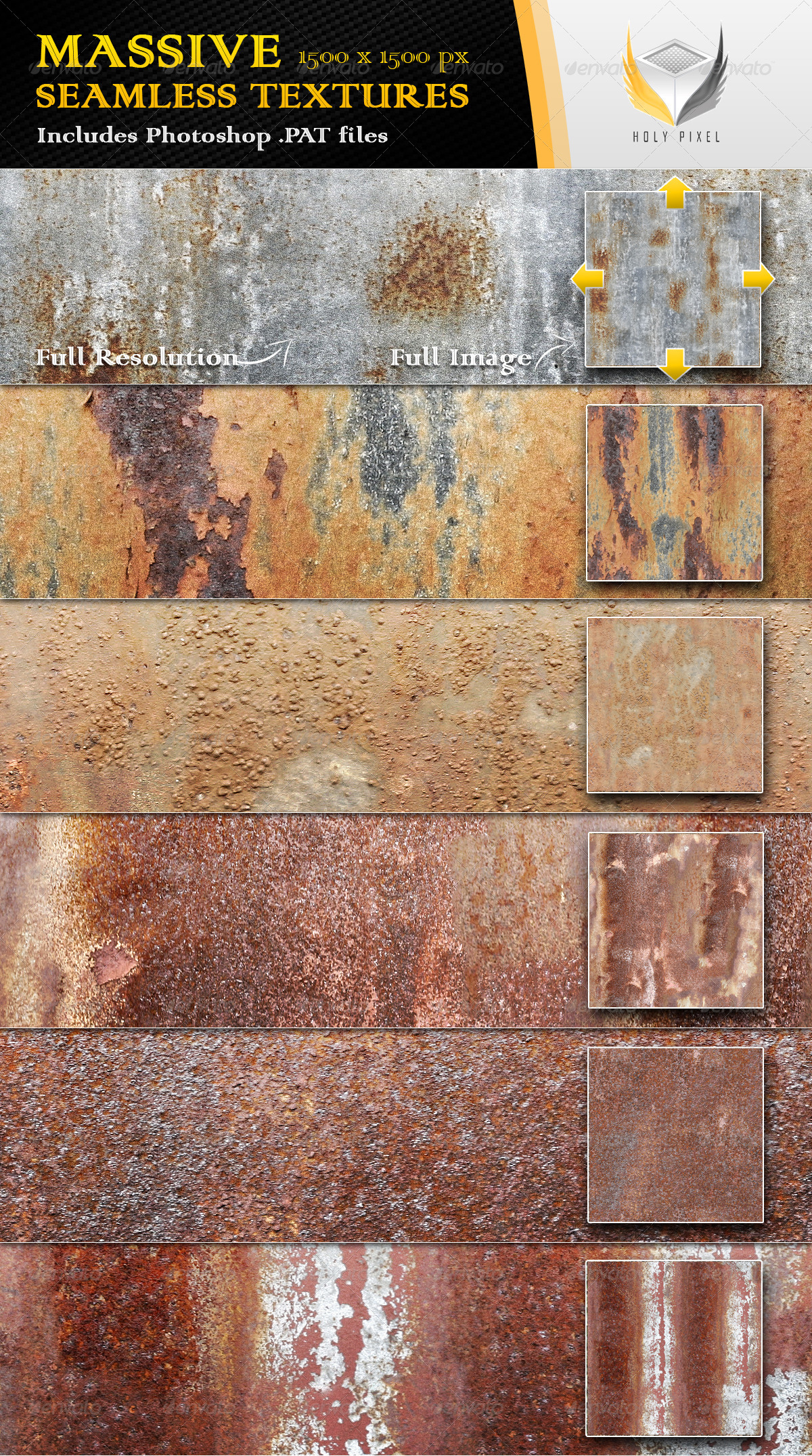 6 Seamless Rusty Metal Textures