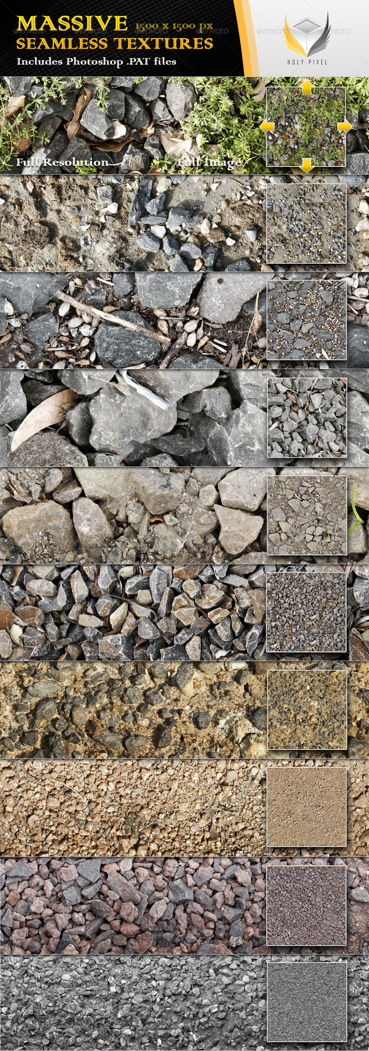 10 Seamless Gravel and Rock Textures