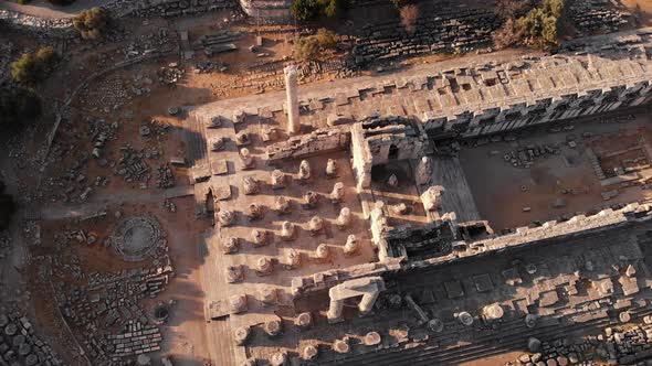 Aerial View of the Largest Antique Greek Temple of Apollo in Didim Turkey