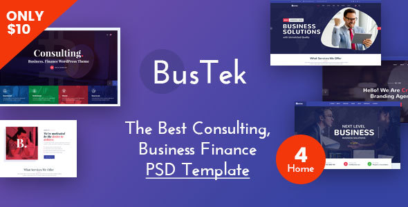 Bustek - Consulting, Business Finance PSD Template