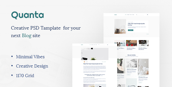 Quanta | Minimalist & Personal Blog PSD Template