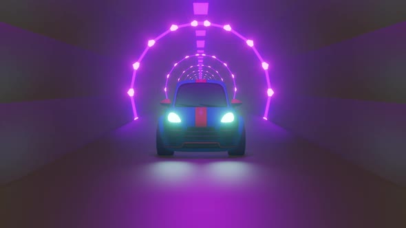 Synth-wave DeLorean Sci-Fi Tunnel: Car Lo-fi