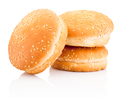 Three hamburger buns with sesame isolated on a white background - PhotoDune Item for Sale