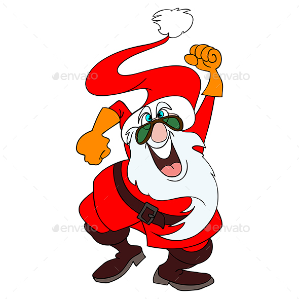 Mad Santa Claus Partying Vector Illustration