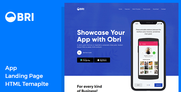 OBRI - App Landing Page HTML Template