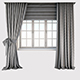 Two-color gray-white curtains with "zigzag" print on the floor straight and with a bow - 3DOcean Item for Sale