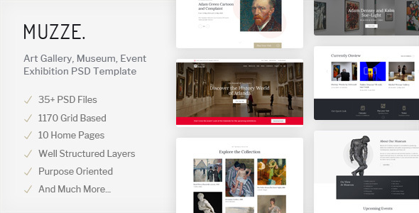 Muzze - Museum & Art Gallery Exhibition PSD Template