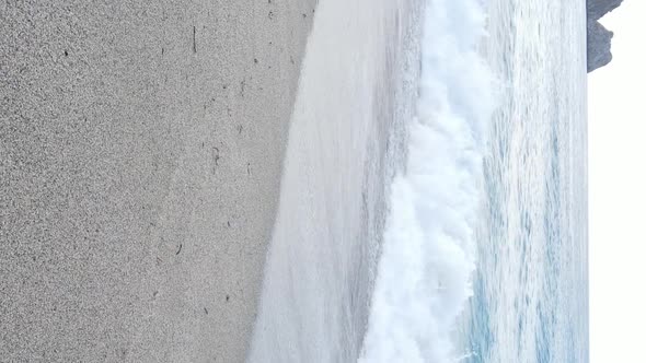 Vertical Video Sea Near the Coast  Closeup of the Coastal Seascape