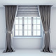 Simple straight contemporary curtains with roman blinds with window - 3DOcean Item for Sale