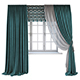 Turquoise curtains, a Roman shade with a geometric pattern and the window layouts - 3DOcean Item for Sale