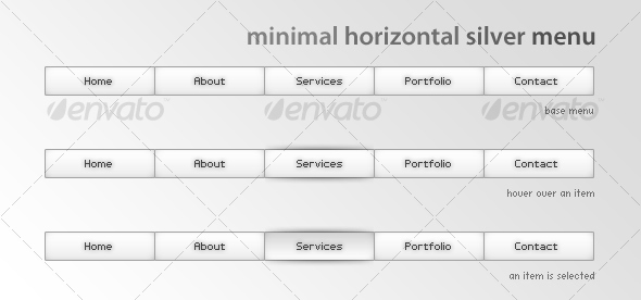 Minimal horizontal silver menu