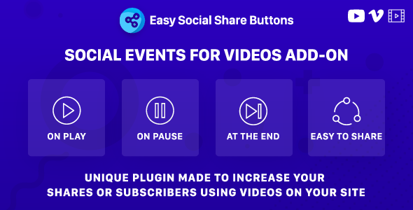 Social Events for Videos Add-on for Easy Social Share Buttons