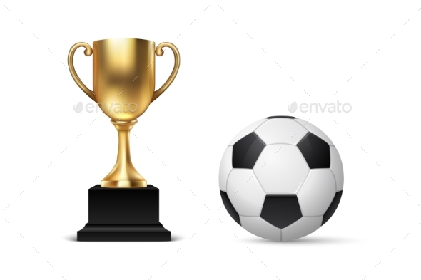 Realistic Vector 3d Blank Golden Champion Cup Icon