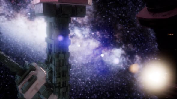 Space Ship and Milky Way Stars alt