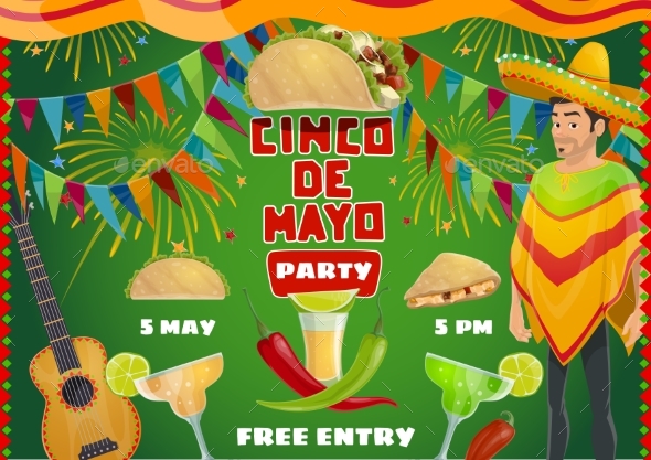 Mexican Cinco De Mayo Party Drinks and Fiesta Food