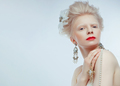 beautiful albino girl with red lips on white background - PhotoDune Item for Sale