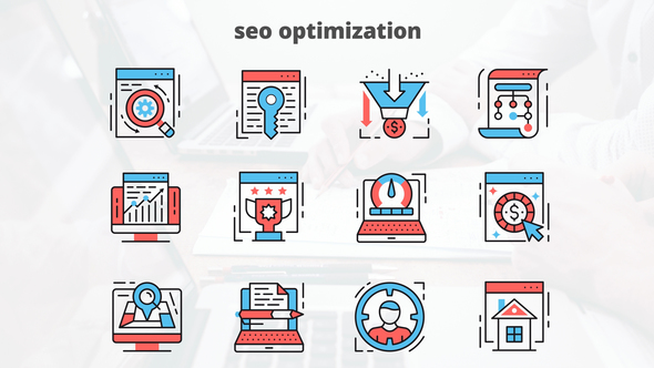 Seo Optimization – Thin Line Icons
