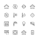 Smart House Vector Icon Set in Thin Line Style - GraphicRiver Item for Sale