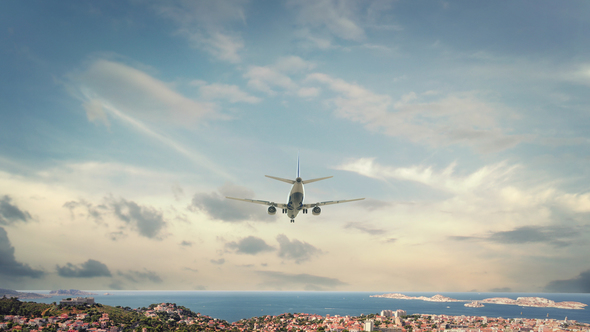 Airplane Landing Marseille France