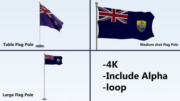 Saint Helena Flag Pole Pack 4k-Loop