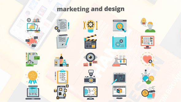 Marketing And Design – Flat Animation Icons