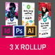 Colorful Geometric 3x Rollup Stand Banner Display Template in Indesign, Photoshop, Illustrator - GraphicRiver Item for Sale