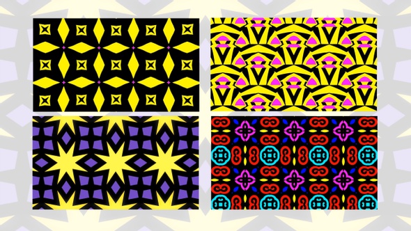 4 Bundle Kaleidoscope Background for Display with Loop