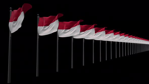 Row Of Indonesia Flags With Alpha 4K