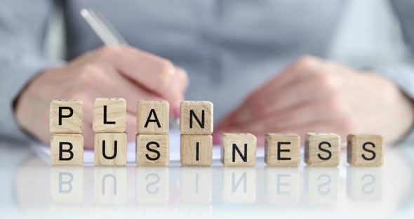 Lettering Business Plan on Wooden Cubes on the Table