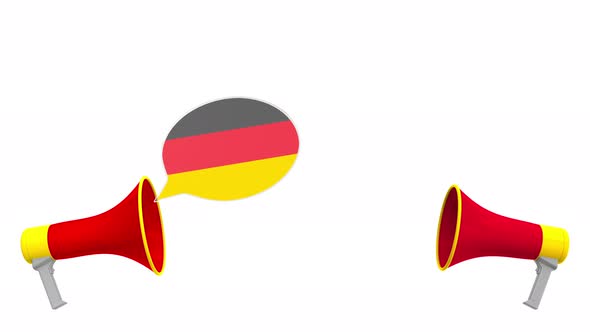 Speech Bubbles with Flags of Spain and Germany