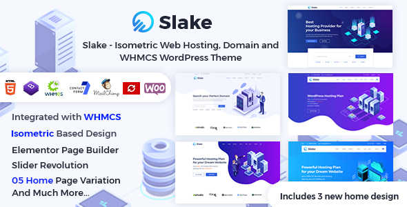 Slake - Isometric Web Hosting, Domain and WHMCS WordPress Theme