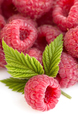 Ripe raspberries with leaves close-up as a background. - PhotoDune Item for Sale
