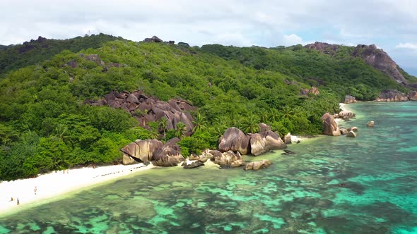 Flying From Anse Source D'argent Beach at the La Digue Island Seychelles