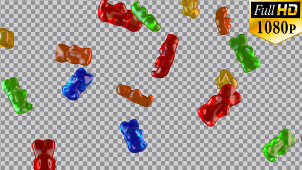 Falling Gummy Bears - Alpha Channel