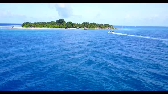 Aerial top view sky of perfect seashore beach wildlife by aqua blue sea and white sand background of