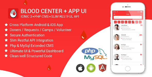 Blood Center | Blood Donation App | Android & iOS | PHP admin Dashboard | Rest API