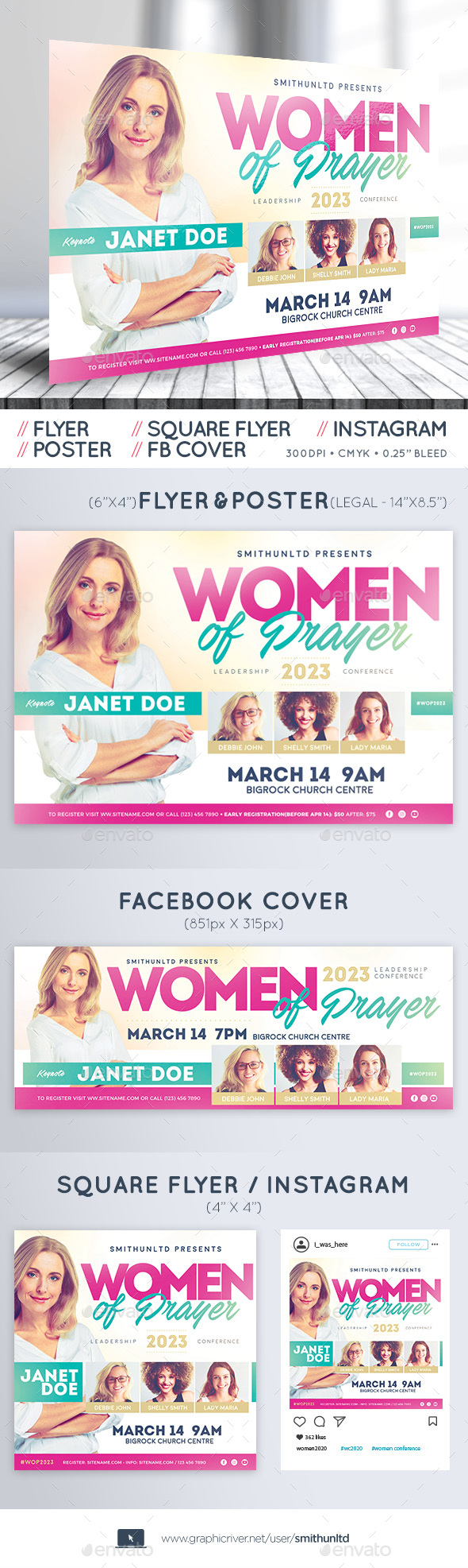 Women Conference Flyer - Prayer - Complete Set