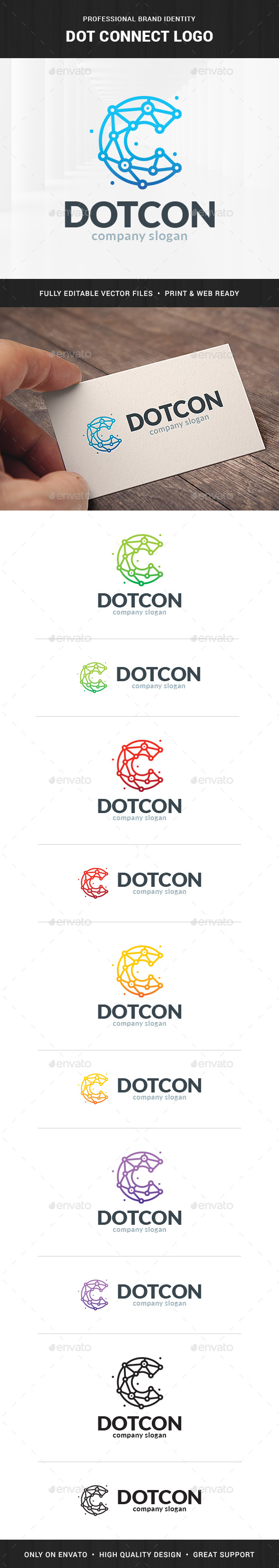 Dot Connect - Letter C Logo