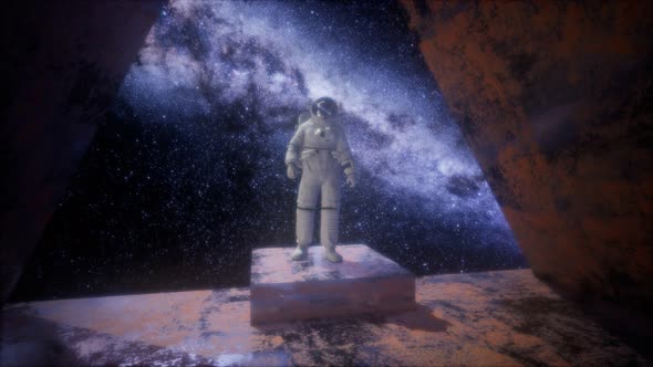 Astronaut on Space Base in Deep Space alt