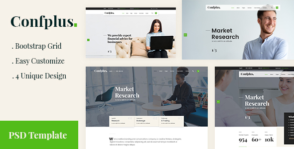 Confplus- Business Consulting and Professional Services PSD Template