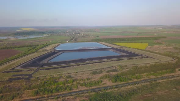 Landfill for Solid Waste of a Thermal Power Plant. Aerial Video of a Crowded Ash Dump. Ash, Slag