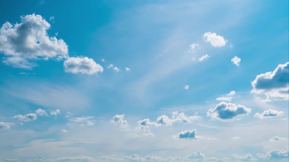 Clouds Move Smoothly in the Blue Sky. Timelapse